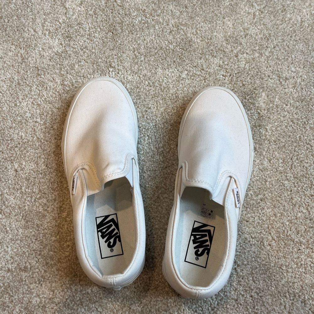 Vans White Slip-On Sneakers with Canvas Upper